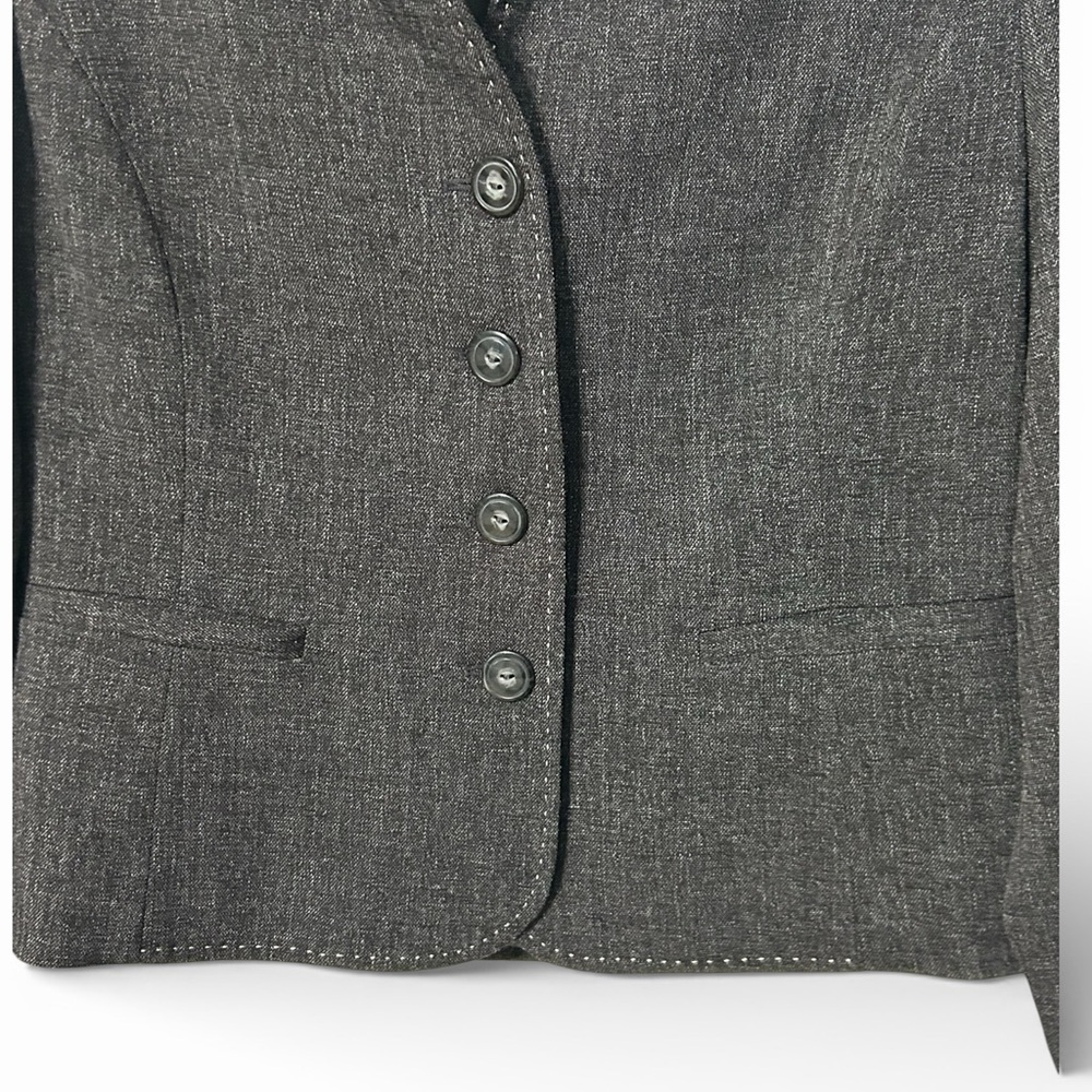 Coldwater Creek Petite Charcoal Gray Blazer 4-Button Stitch Detailing EUC - Picture 5 of 7